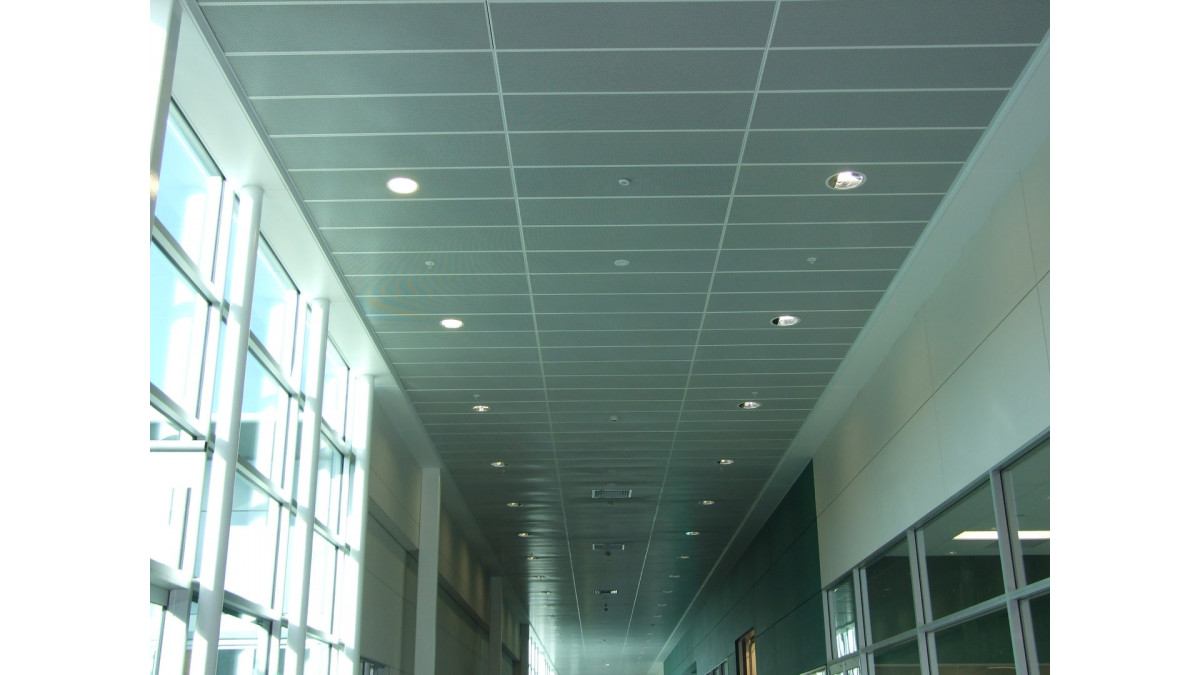 Armstrong Metalworks perforated ceiling tile installation.