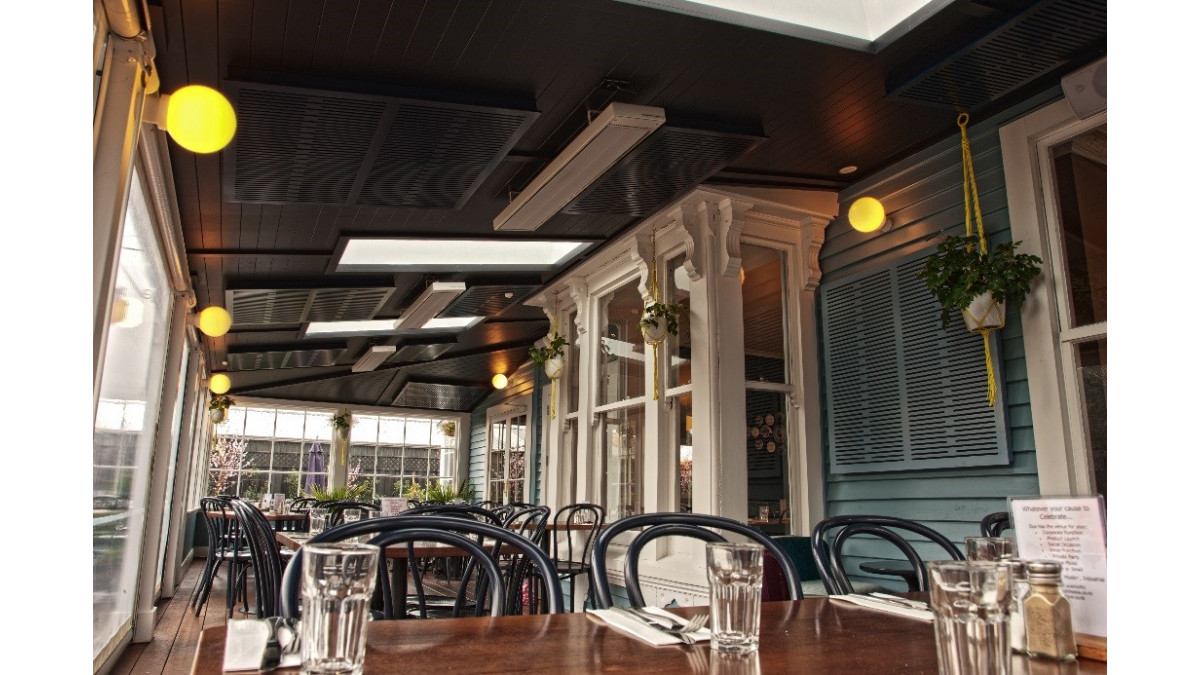 Dux Dine Christchurch with custom-painted Echohush Metro Panels installed.