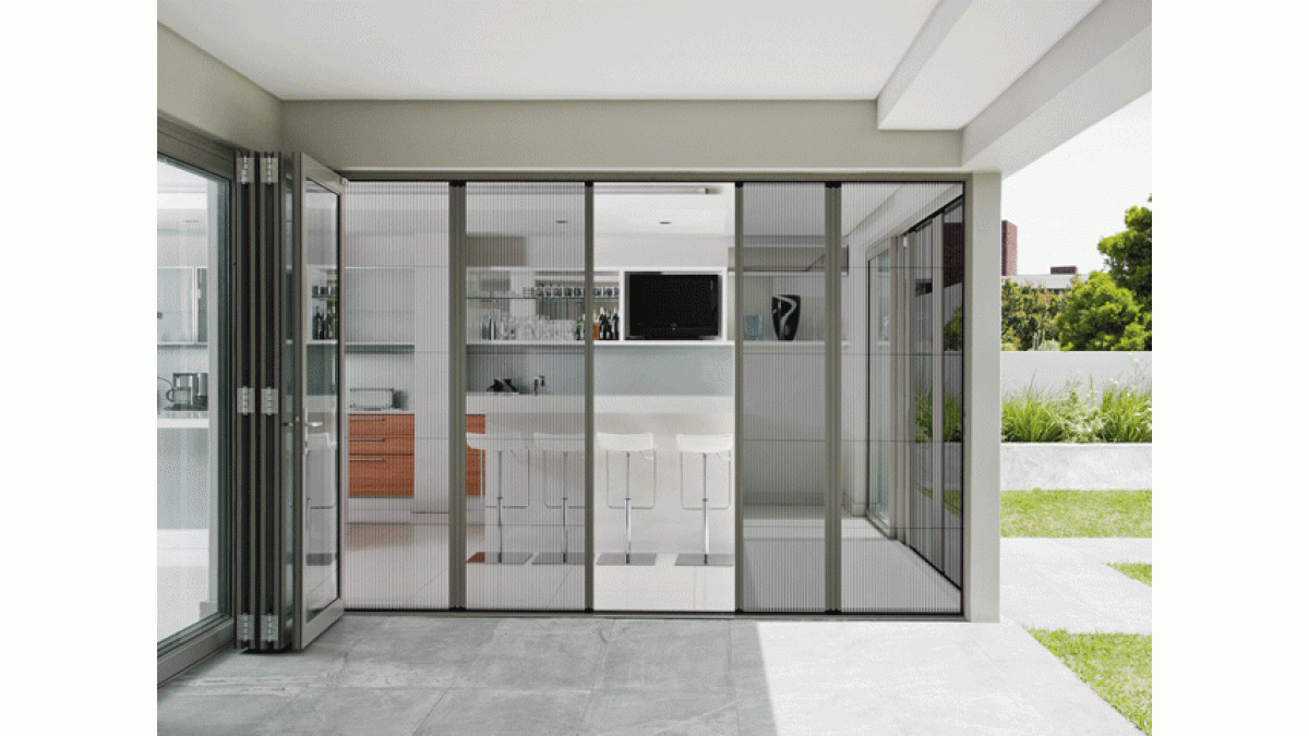 Modern Insect screens are ideal for multiple door openings.