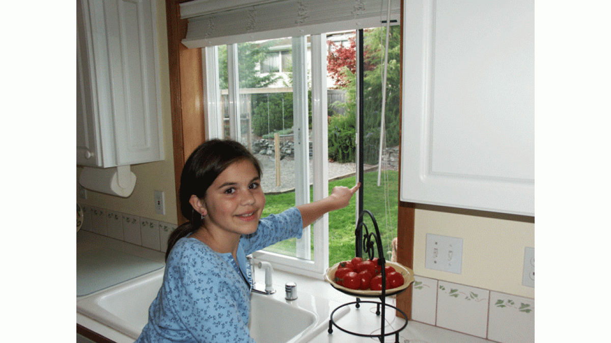 Retractable insect screens are easy to use on the kitchen window.