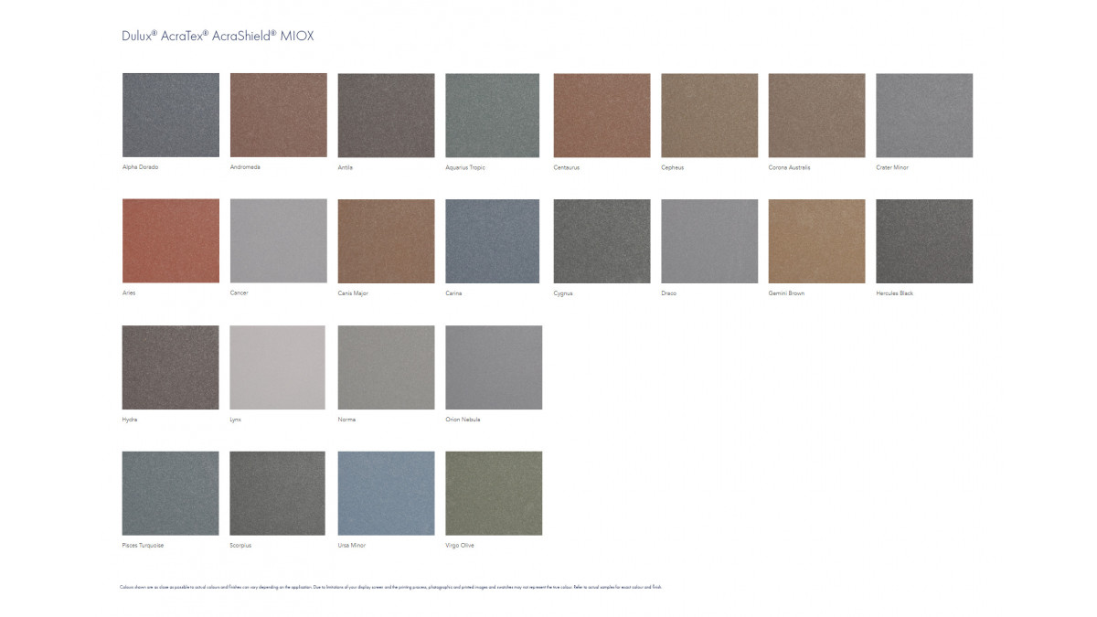 Dulux AcraTex AcraShield MIOX Colour Range Graphic