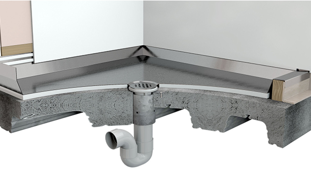 Shower tray appartment compsite steel floor tray passive fire protection of drain waste