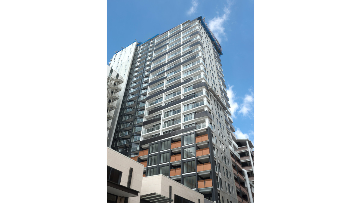Queens Residences   Skyrail A (solid) Series   Orange and black solid panels