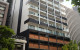 Queens Residences Skyrail A (solid) Series with black solid panels with topmounted posts and square top rail