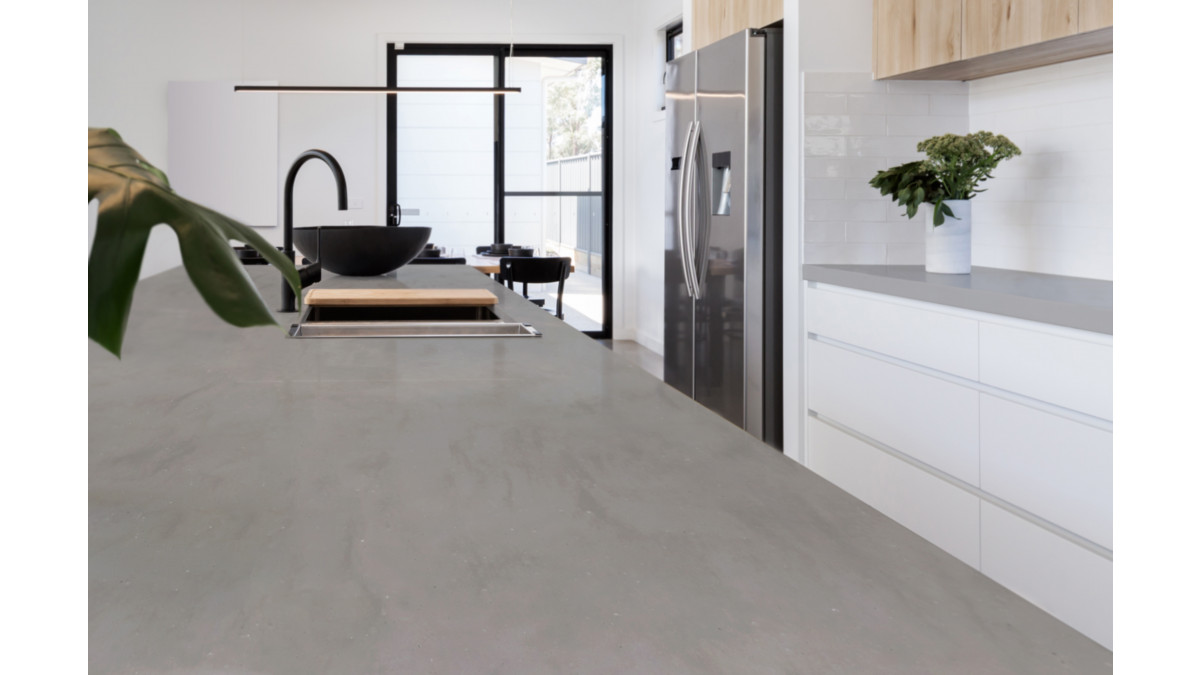 Staron Supreme Ash Concrete Kitchen