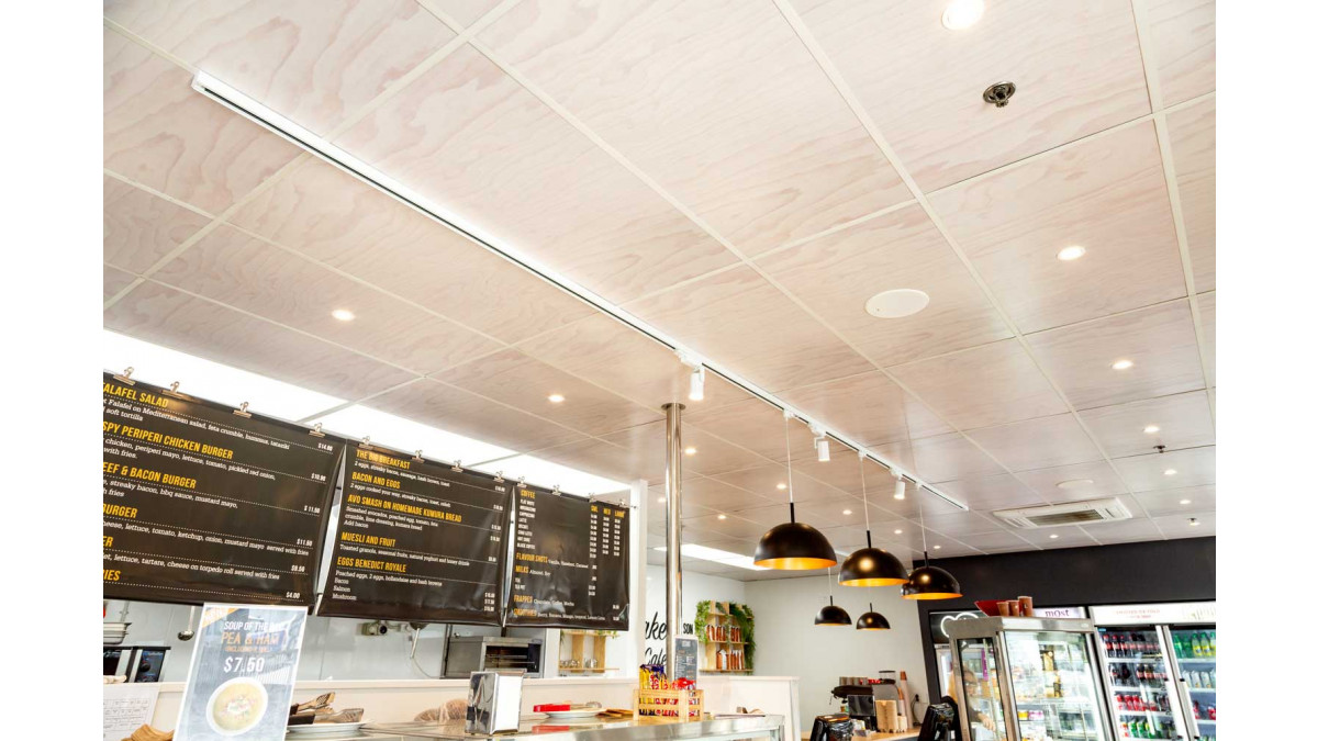 bakery ceiling tiles timber look 1