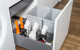 BLUM NZ bottom mount bins 17Ls LEGRABOX Oriongrey cleaning