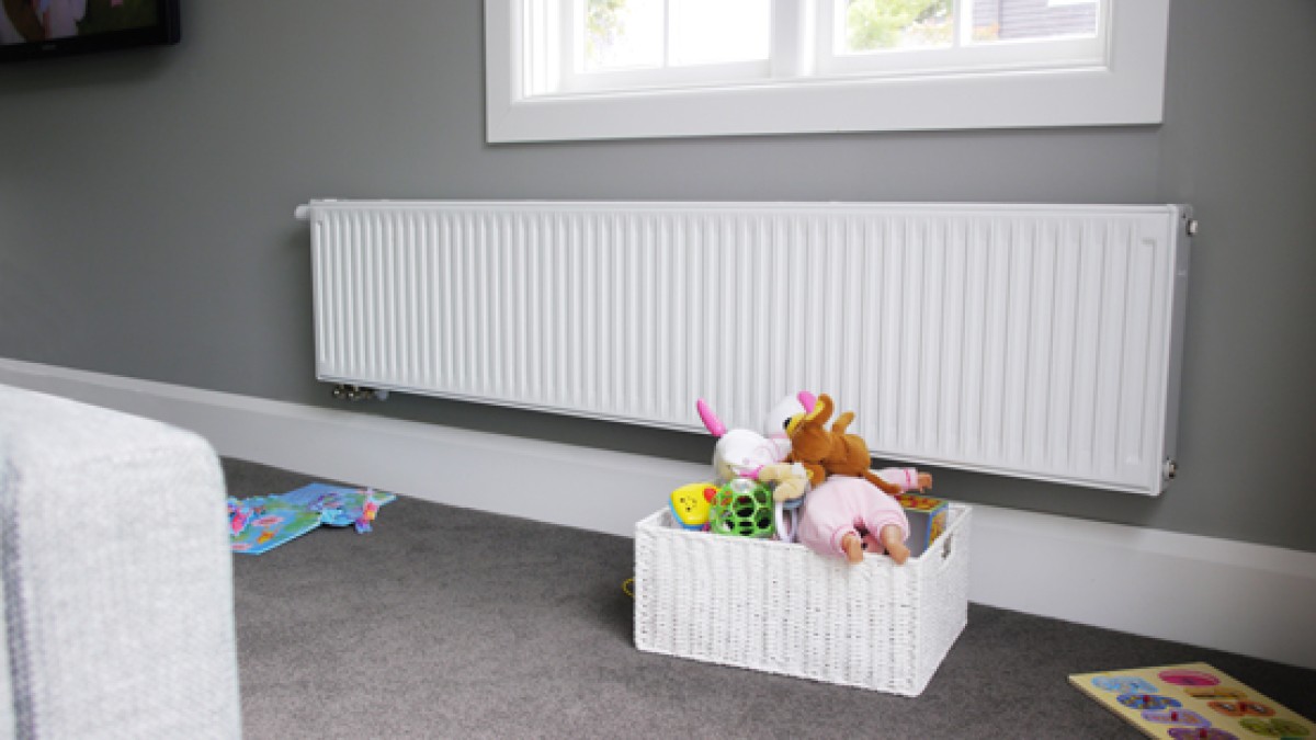 radiator in lounge with toys