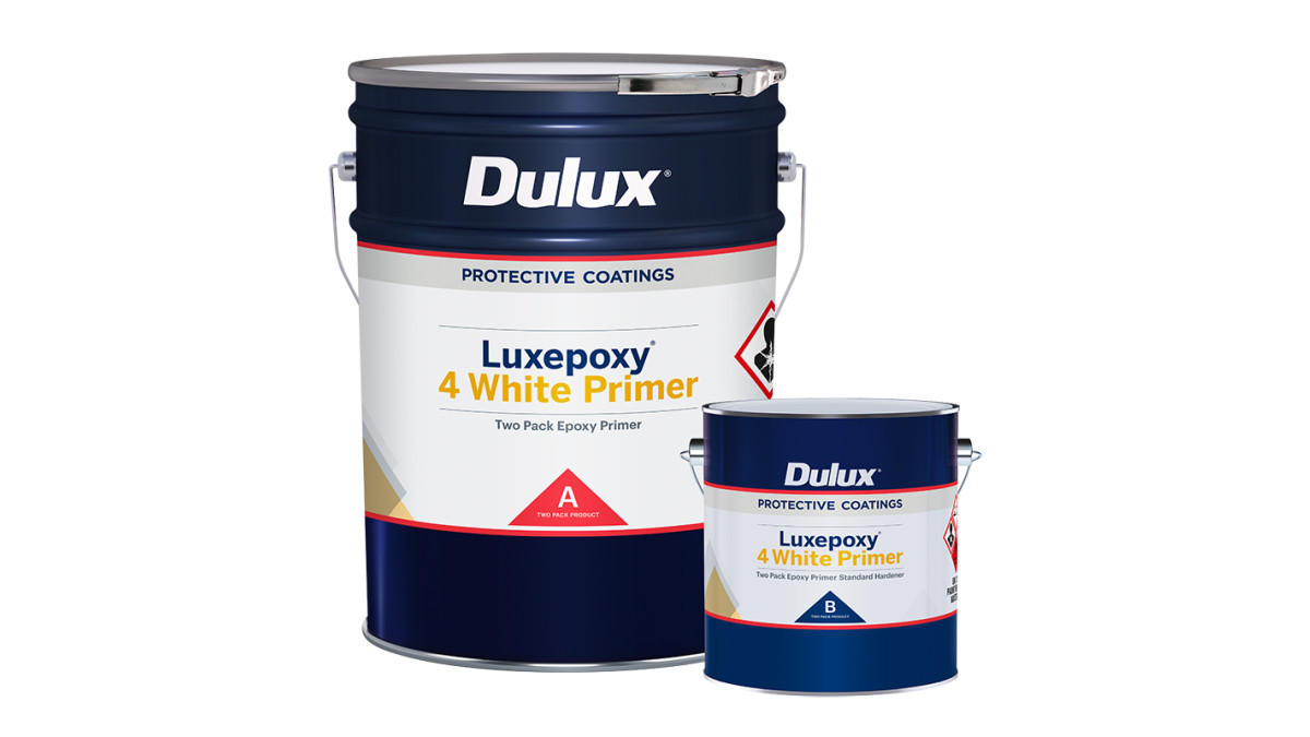 LUXEPOXY 4 WHITE PRIMER 21L Part A 4L Part B Combo 3D Render BAP3619 V1 Right 800x800