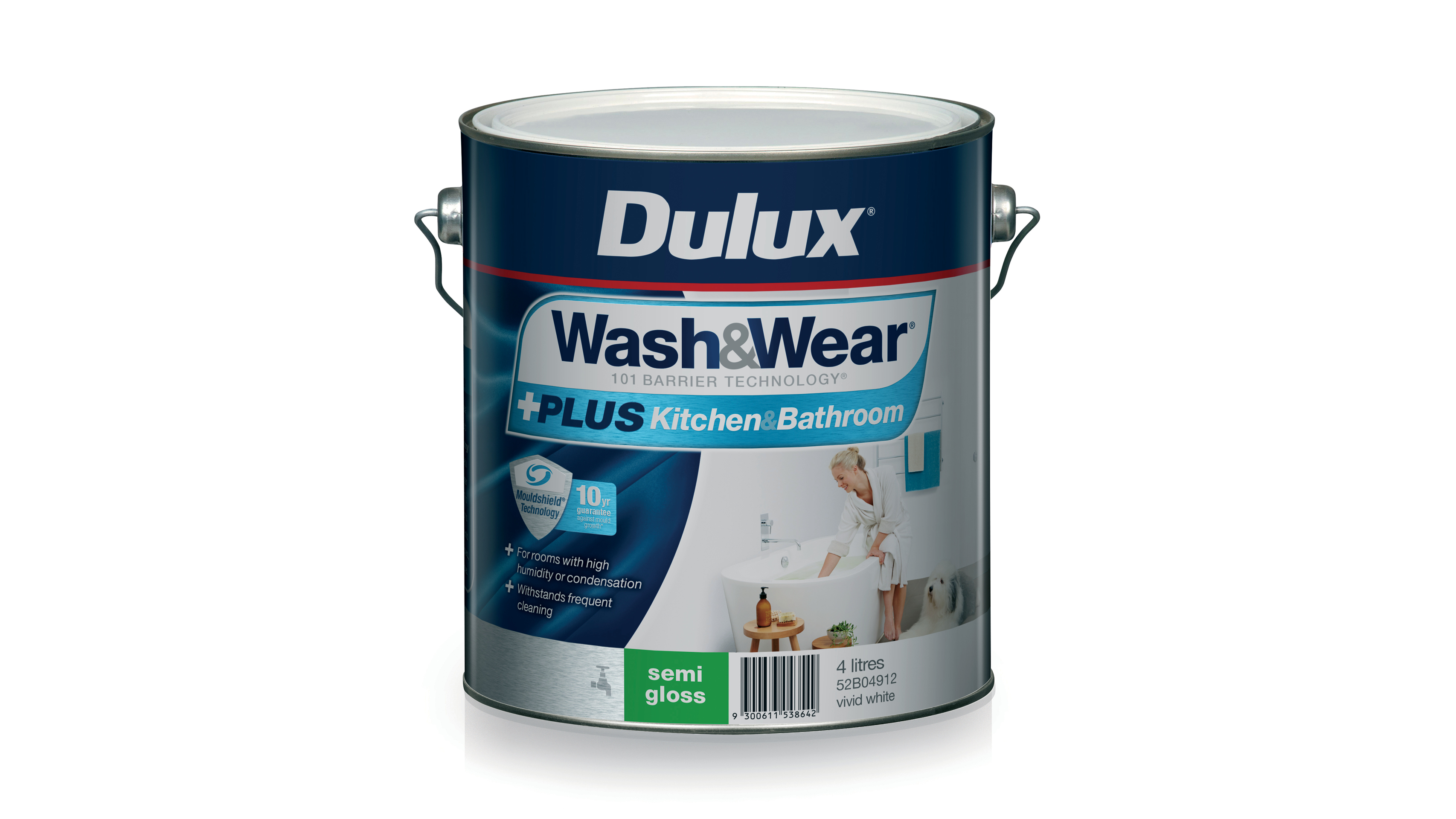 Dulux 4L Wash&Wear Semi Gloss Vivid White Interior Paint