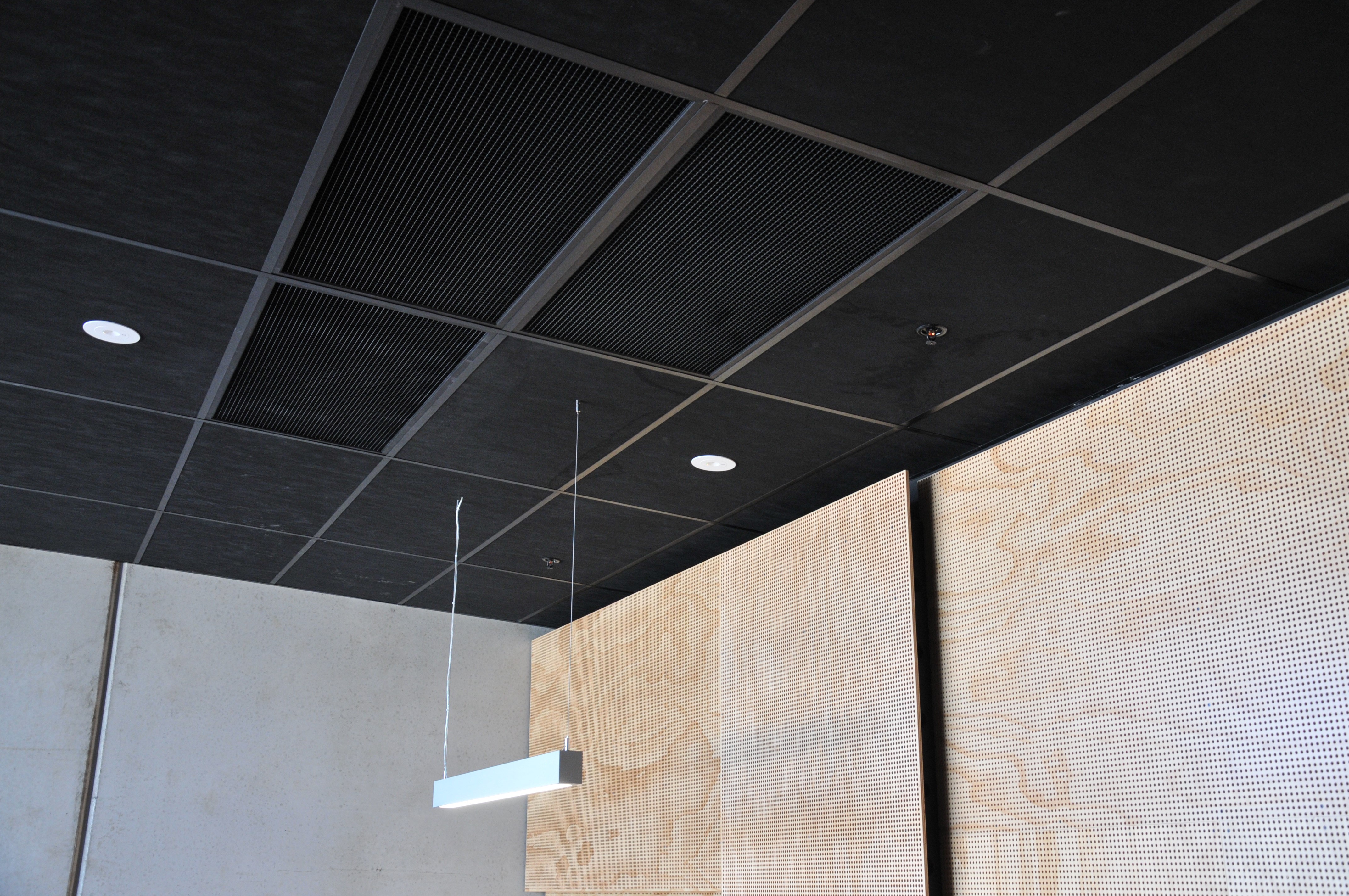 black acoustic drop ceiling tiles