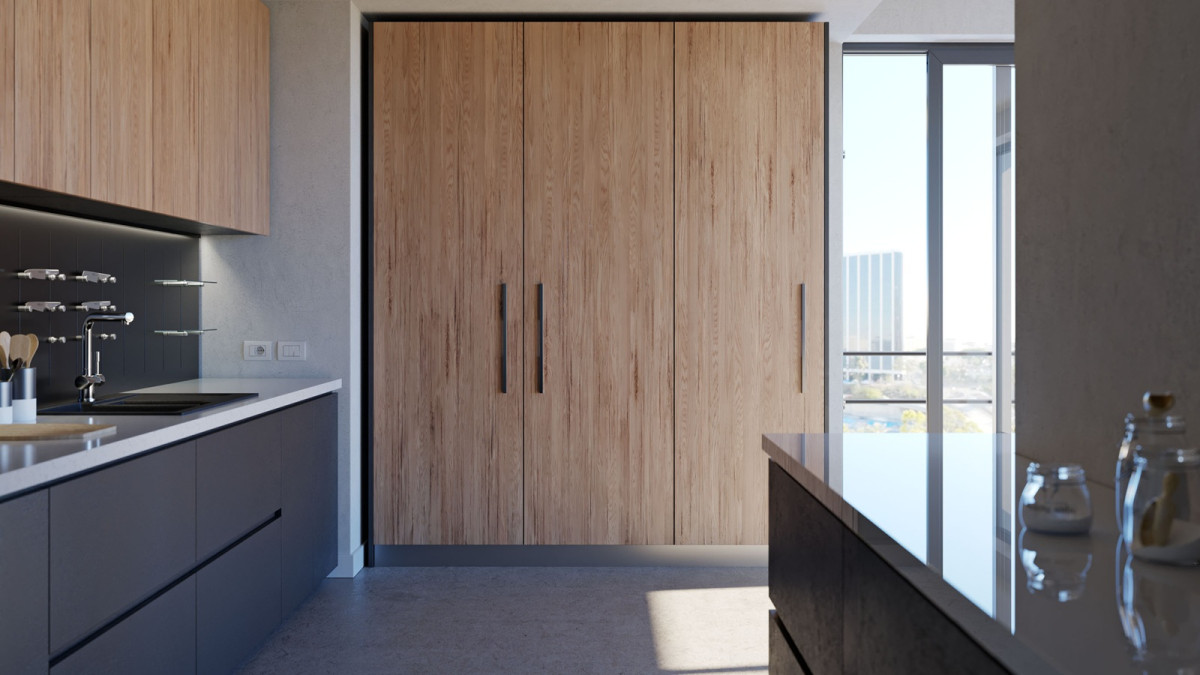 Salice Gravity Pocket Door   Kitchen Full Height   Closed   EBOSS