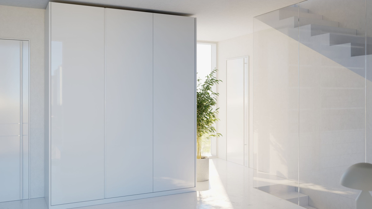 Salice Gravity Pocket Door   Linen Cupboard   Closed   EBOSS