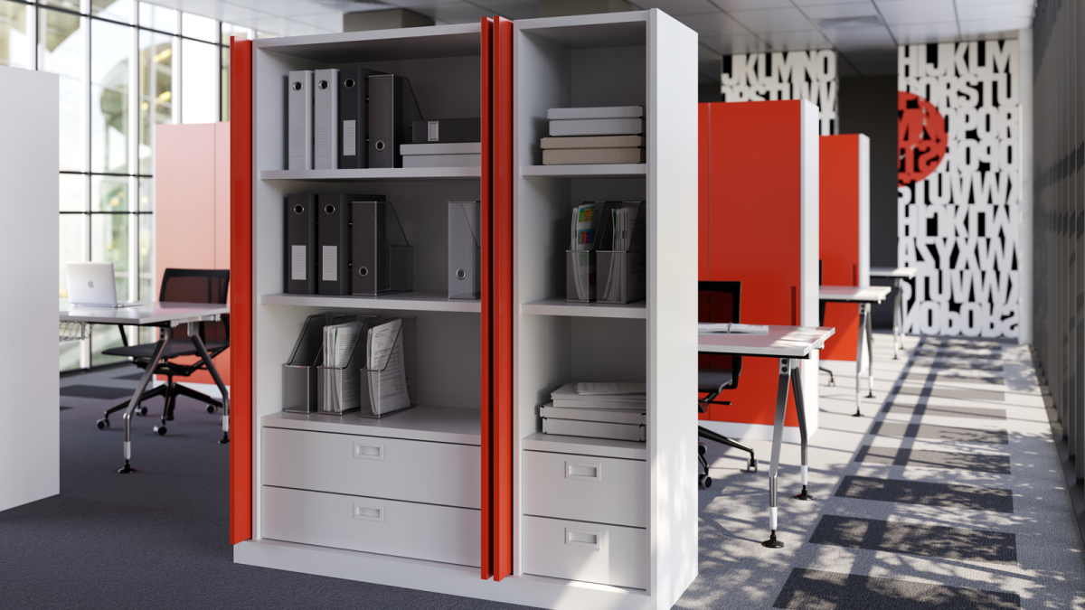 Salice Gravity Pocket Door   Office Storage   Fully Open   EBOSS