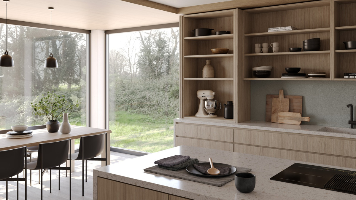 Salice Gravity Pocket Door Over Bench   Fully Open   EBOSS