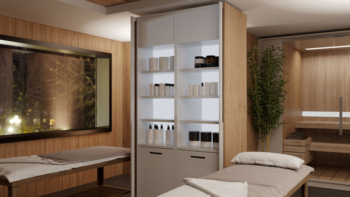 Salice Gravity Pocket Door   Spa   Fully Open   EBOSS
