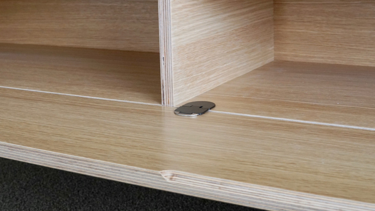 Salice Pacta Satin Metal Black Wide Door Support Hinge in Custom Wall Cabinet   Project by The Offcut