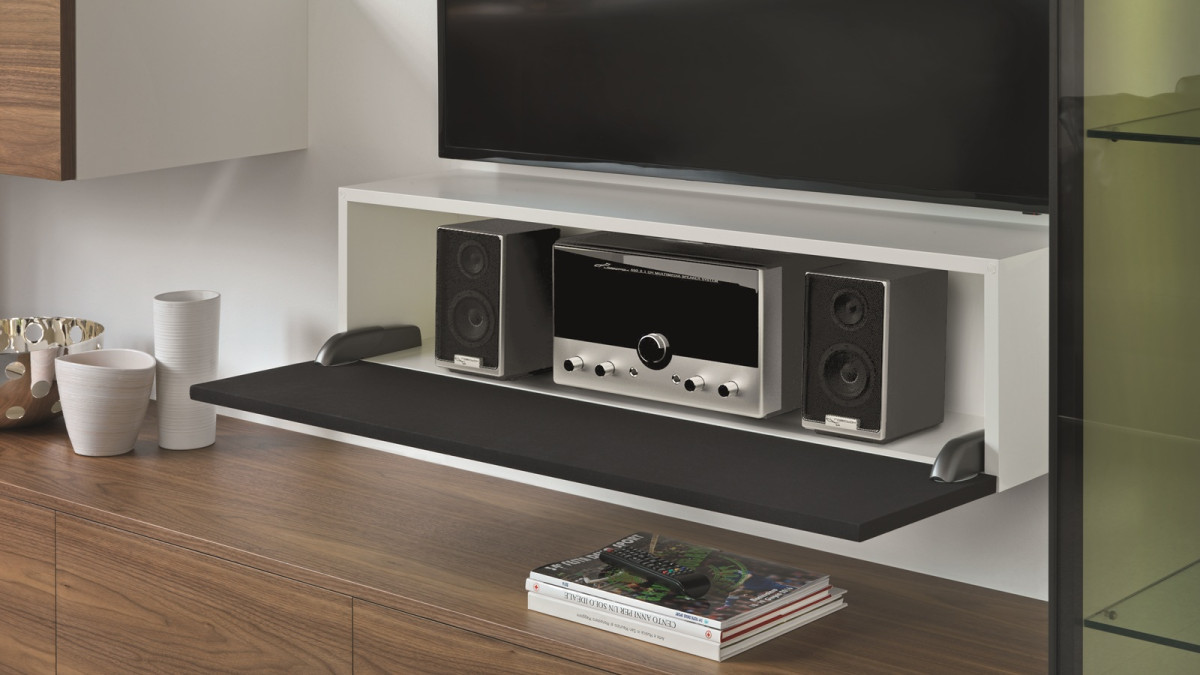 Salice Pacta Satin Metal Black in Living Room Audio Cabinet