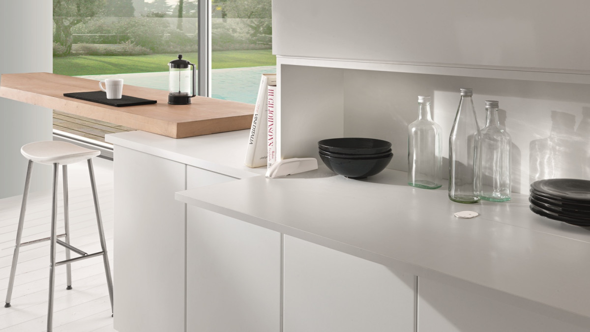 Salice Pacta White in Kitchen Cabinet with Wide Door Support Hinge