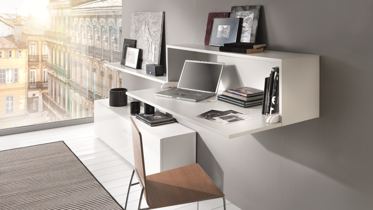 Salice Pacta White in Work From Home Desk with Wide Door Support Hinge