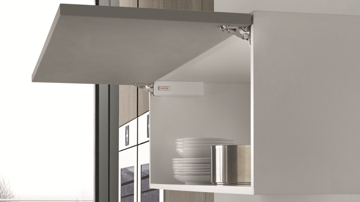 Salice Wind Overhead Lift in White in Kitchen Cabinet