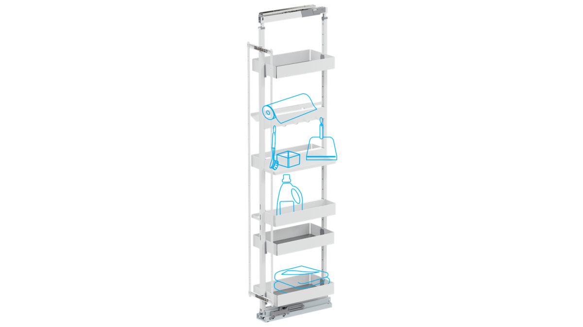 VS TAL Larder Essentio Flex Wash White 300mm Cabinet DRAWINGS BLUE