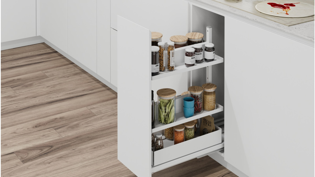 VS363 Vauth Sagel VS SUB Larder Flex Spice   Essentio Style   Cabinet 300mm   White In Situ