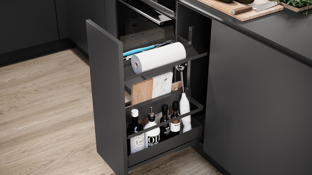 VS364 Vauth Sagel VS SUB Larder Flex Cook   Essentio Style   Cabinet 300mm   Lava Grey In Situ 1