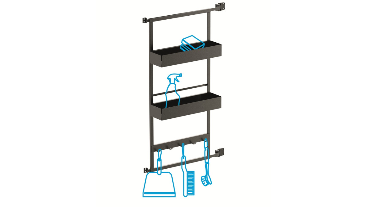 VS390 VS Gate Rack Plus Hook 3 Essentio Lava Grey with Drawings
