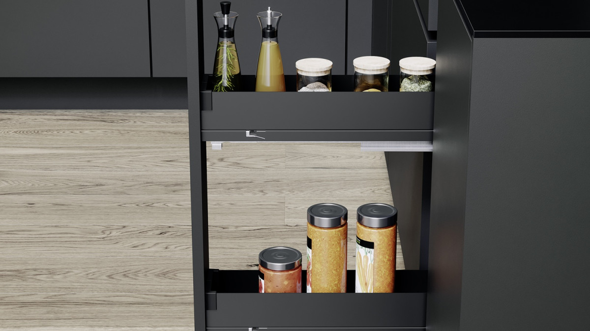 Vauth Sagel VS SUB Rack   Essentio   150mm Cabinet   Lava Grey In Situ
