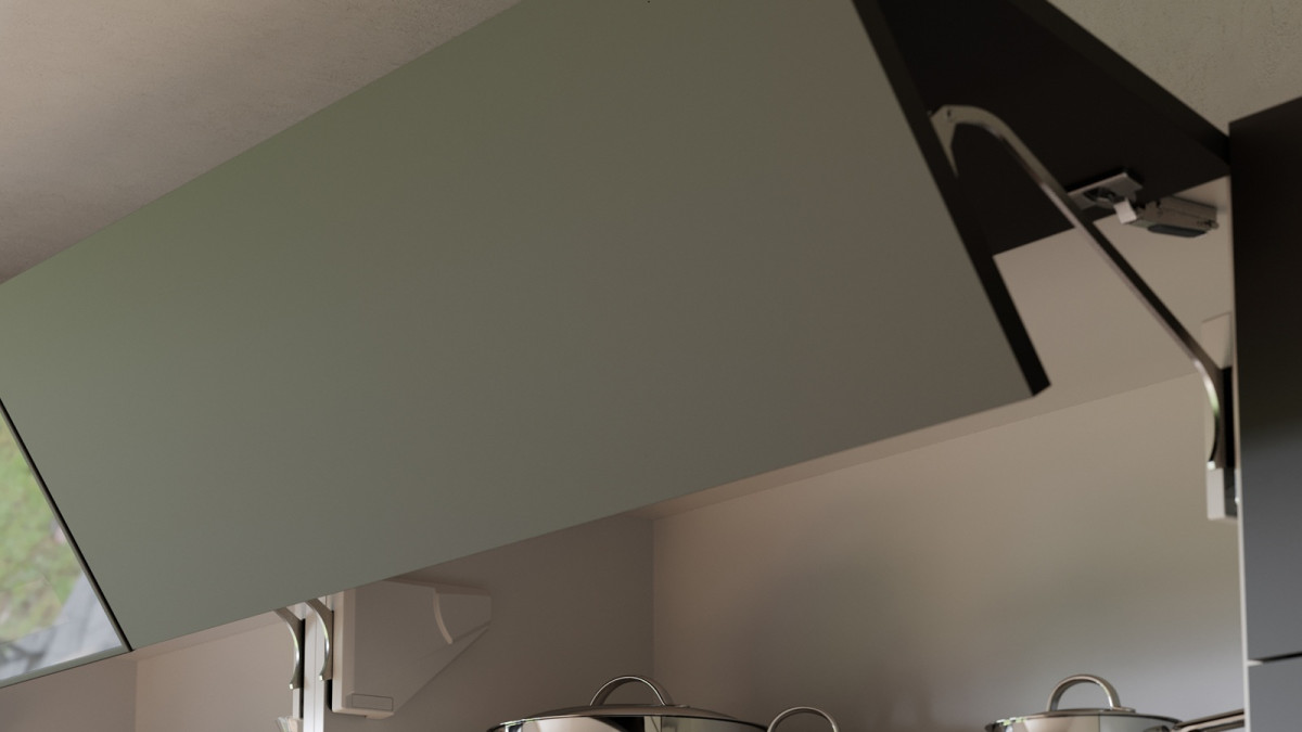 Salice Evolift for Folding Overhead Cabinet Doors Aluminium Framed Door
