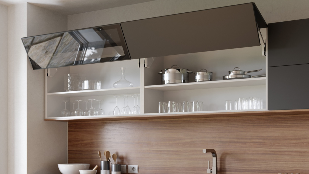 Salice Evolift for Folding Overhead Cabinet Doors Wood and Aluminium Framed
