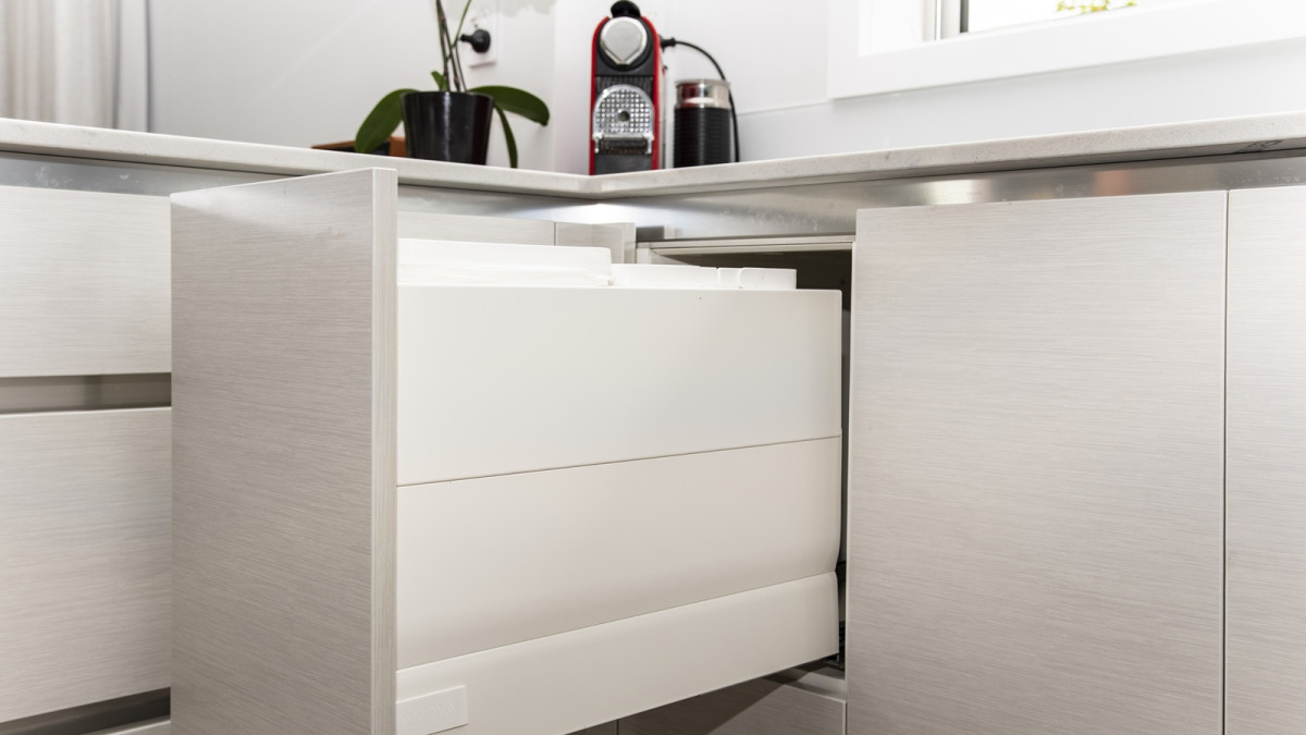 Tanova Designer Series Kitchen Bin for 300mm Cabinet. Project by Cambridge Kitchens