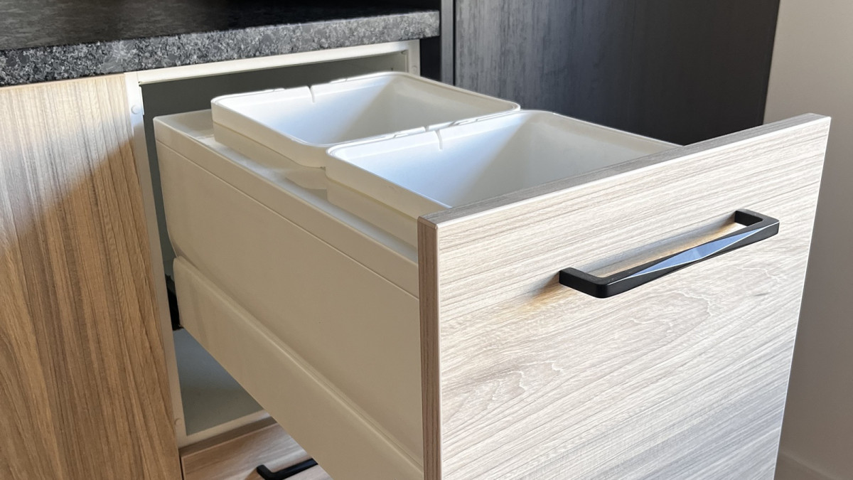 Tanova Designer Series Kitchen Waste Bin for 350mm Cabinet. Project by Concept Wardrobes