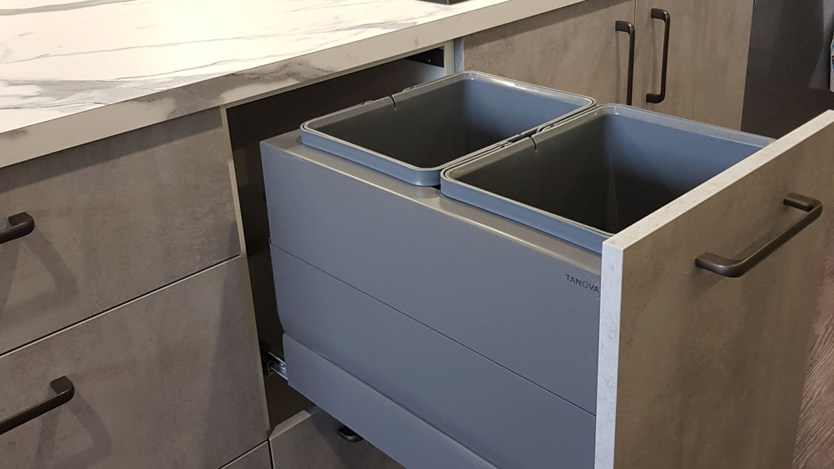Tanova Designer Series Kitchen Waste Bin for 400mm Cabinet. Photo Courtesy Henry Don