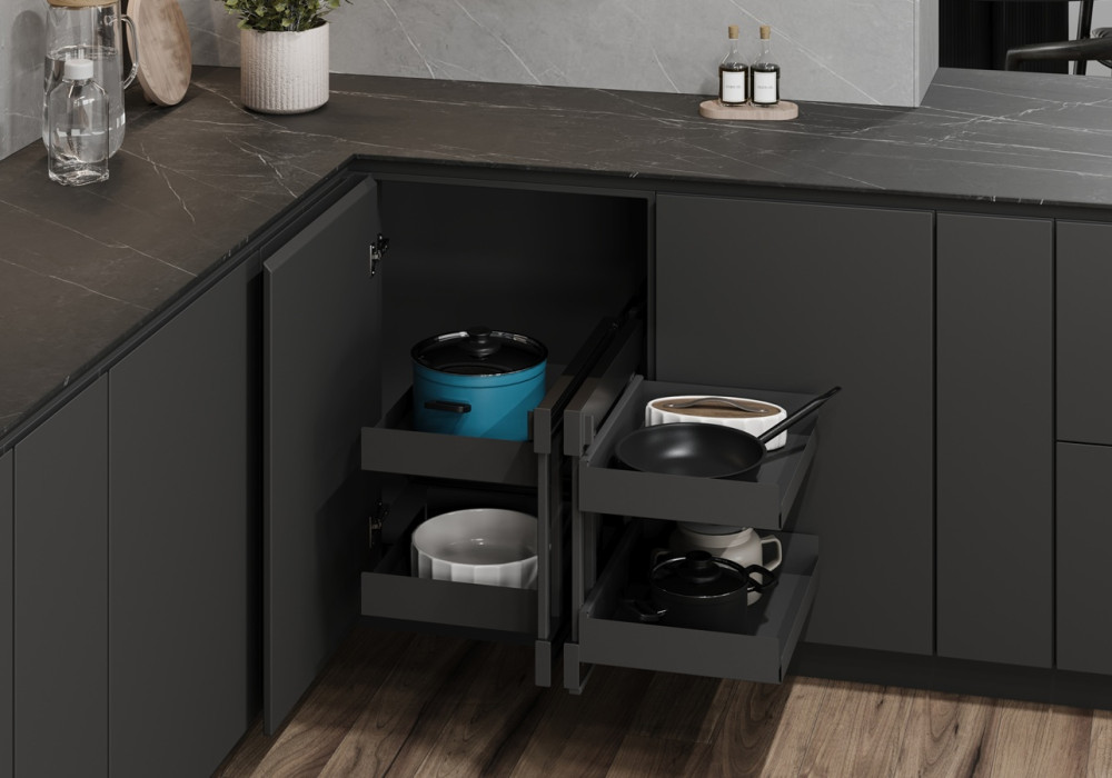 ESSENTIO® VS COR® Flex Pull Out for Blind Corner Cabinets by Vauth-Sagel