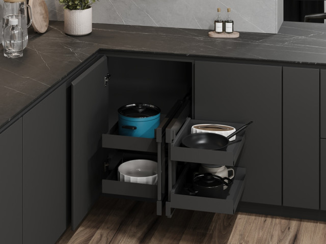 ESSENTIO® VS COR® Flex Pull Out for Blind Corner Cabinets by Vauth-Sagel