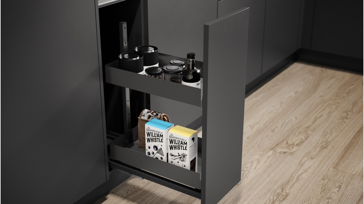 Vauth Sagel VS SUB Larder   Essentio   300mm Cabinet   Lava Grey In Situ