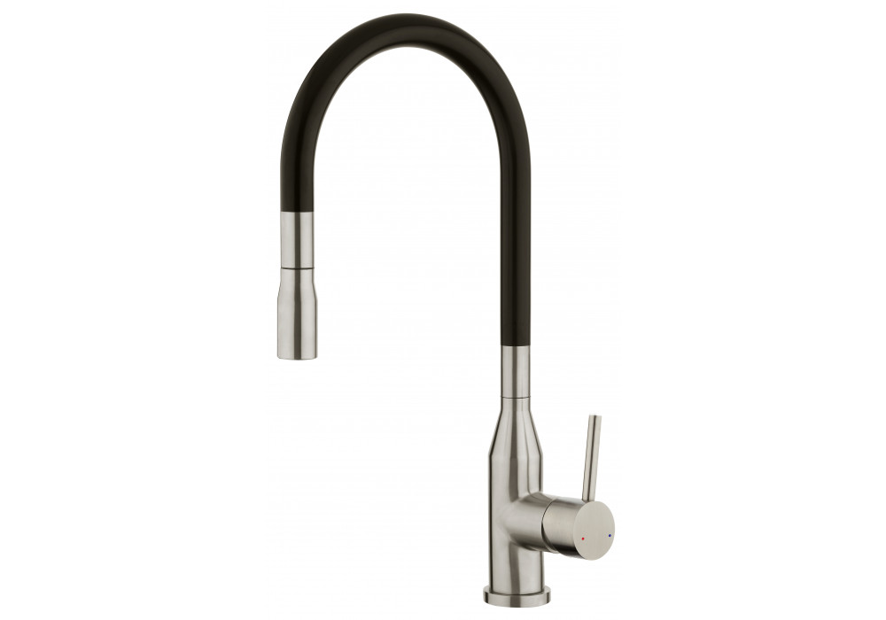 Stainless Minimal Black Spout Pull down Sink Mixer