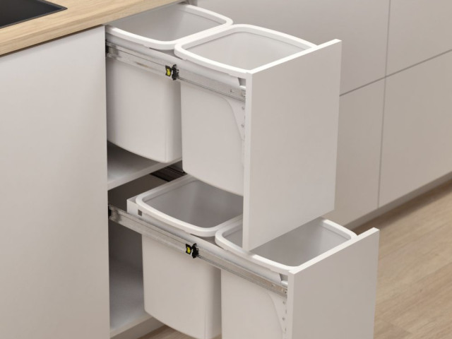 Hideaway Compact 2 x 13L Buckets Door Pull — White