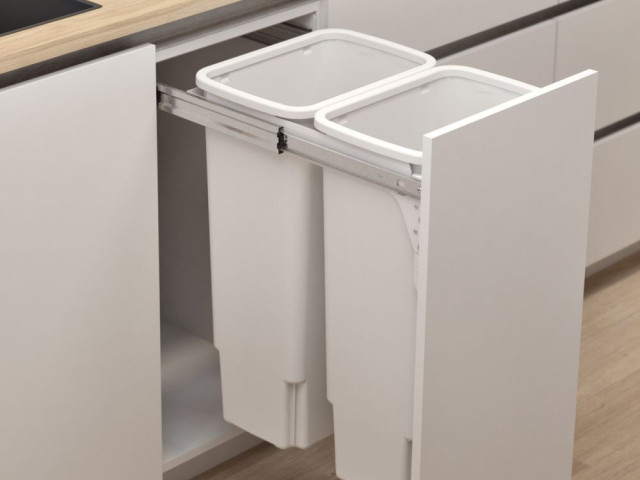 Hideaway Compact 2 x 35L Bucket Door Pull — White