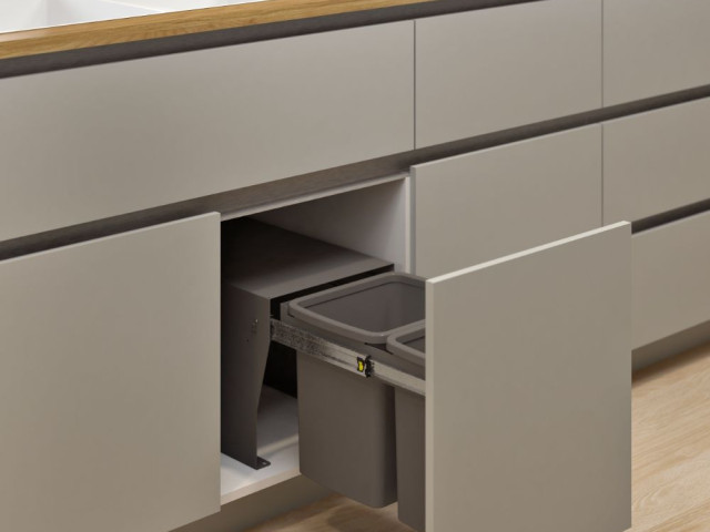 Hideaway Compact 2 x 15L Floor Mounted Door Pull — Cinder