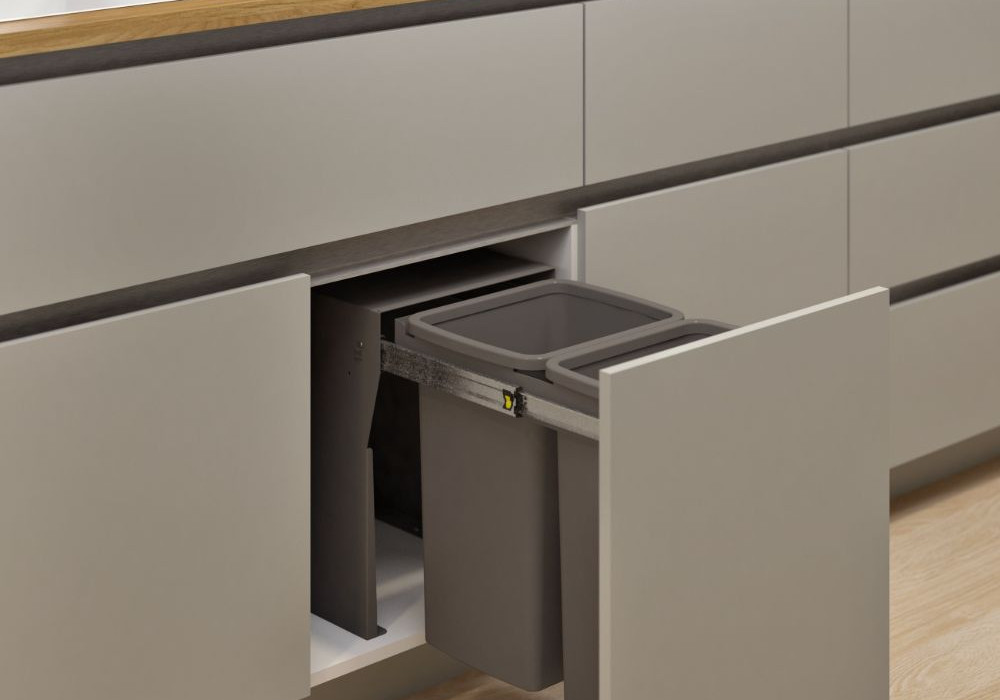 Hideaway Compact 2 x 20L Floor Mounted Door Pull — Cinder