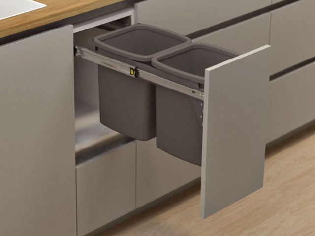 Hideaway Compact 2 x 13L Buckets Door Pull — Cinder