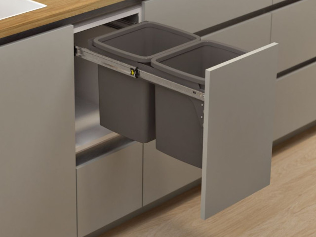 Hideaway Compact 2 x 15L Buckets Door Pull — Cinder