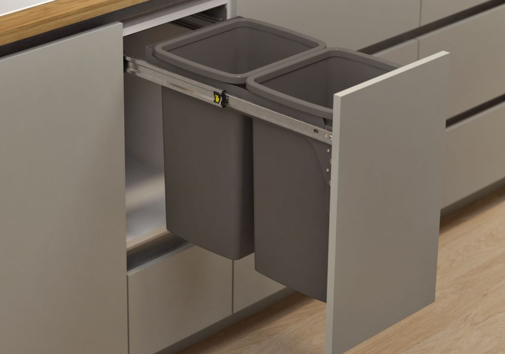 Hideaway Compact 2 x 20L Bucket Door Pull — Cinder