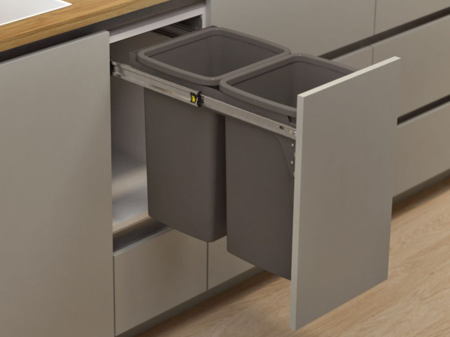 Hideaway Compact 2 x 20L Bucket Door Pull — Cinder