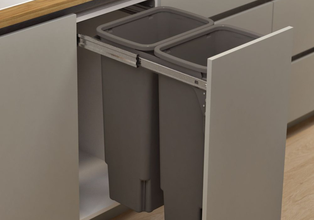 Hideaway Compact 2 x 35L Bucket Door Pull — Cinder