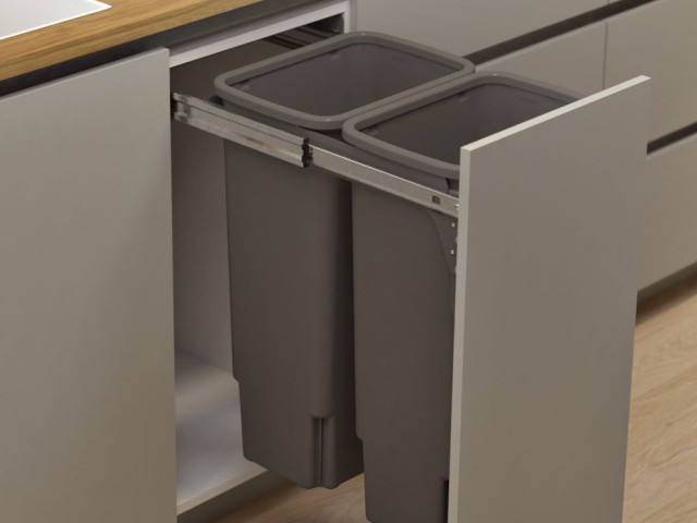 Hideaway Compact 2 x 35L Bucket Door Pull — Cinder