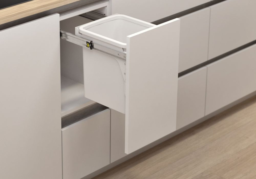 Hideaway Compact 1 x 15L Bin Door Pull — White